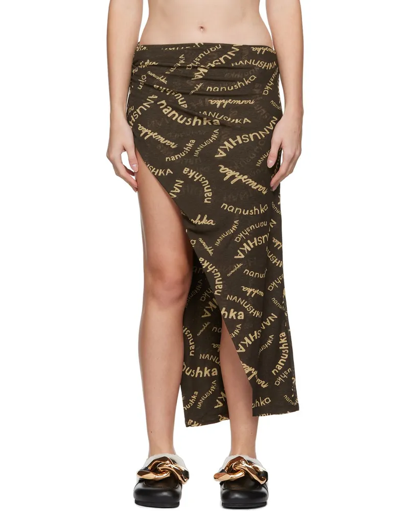 Nanushka Brown Taina Midi Skirt Hand