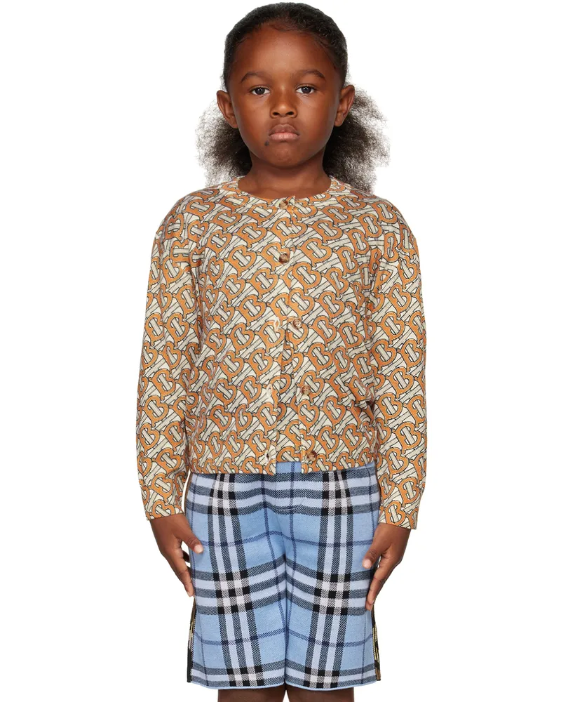 Burberry Kids Orange Graphic Shirt & Cardigan Set Bright