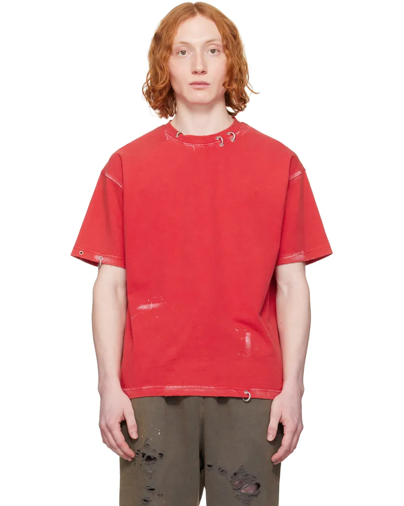 WE 11 DONE Red Pierced T-shirt Red