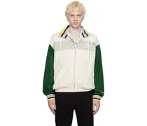 Off-White & Green Printed Bomber Jacket