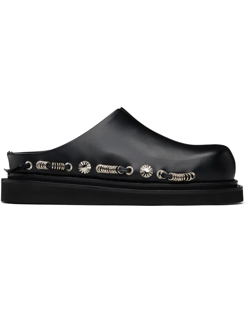 Toga Black Leather Slip-on Loafers Black