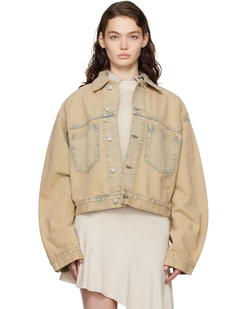 Acne Studios Beige & Blue Oversized Cropped Fit Denim Jacket 14l