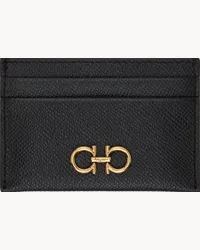 Ferragamo Black Gancini Card Holder Nero