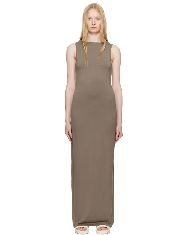 SKIMS Taupe Smooth Layers Long Boat Neck Maxi Dress Truffle