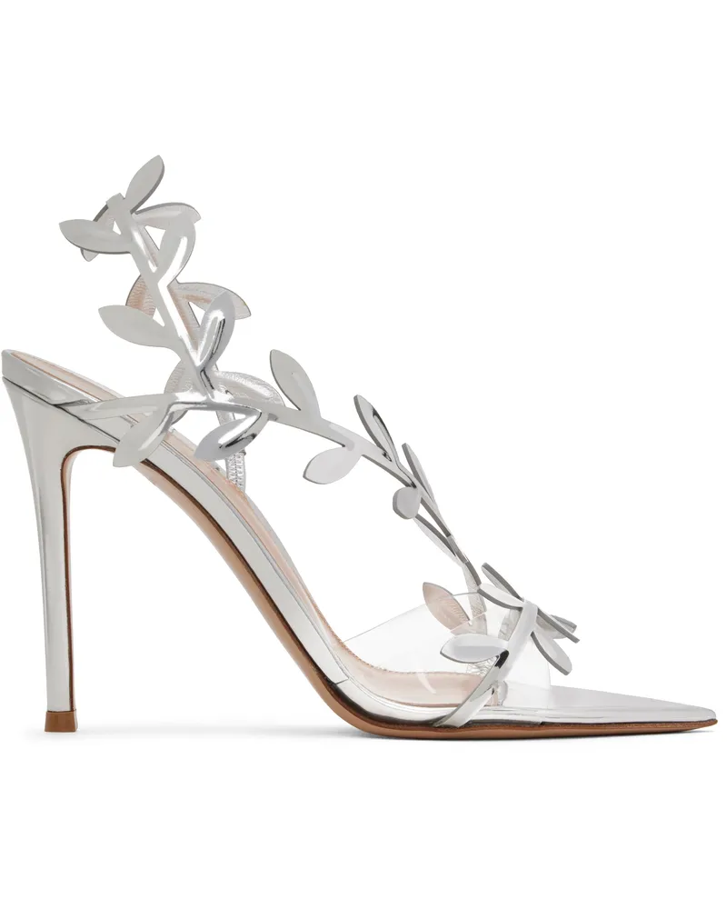 Gianvito Rossi Silver Flavia Heeled Sandals Trasp+silver