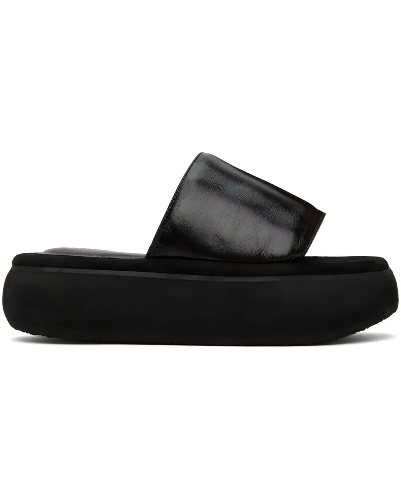 OSOI Black Boat Padded Slides Washed