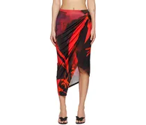 Red Coastline Midi Skirt