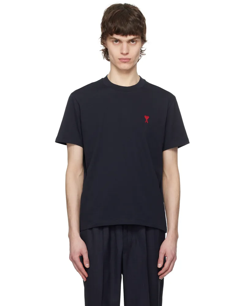 AMI Paris Navy Cotton Ami de Coeur T-shirt 430