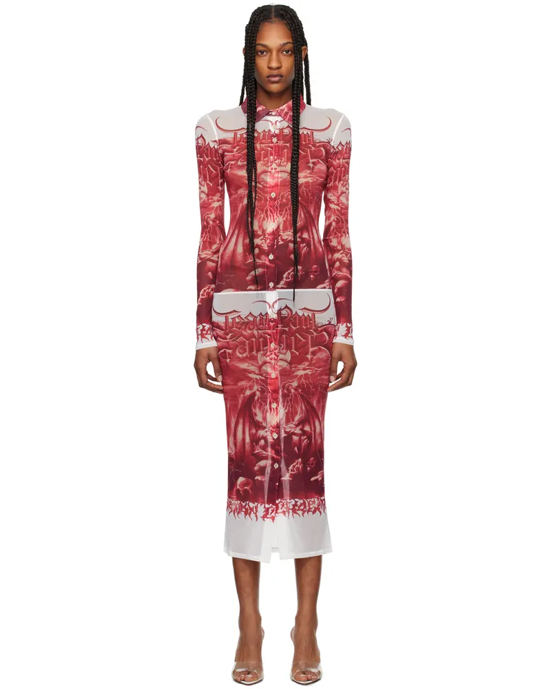 Jean Paul Gaultier Red & White 'The Diablo' Midi Dress 0130