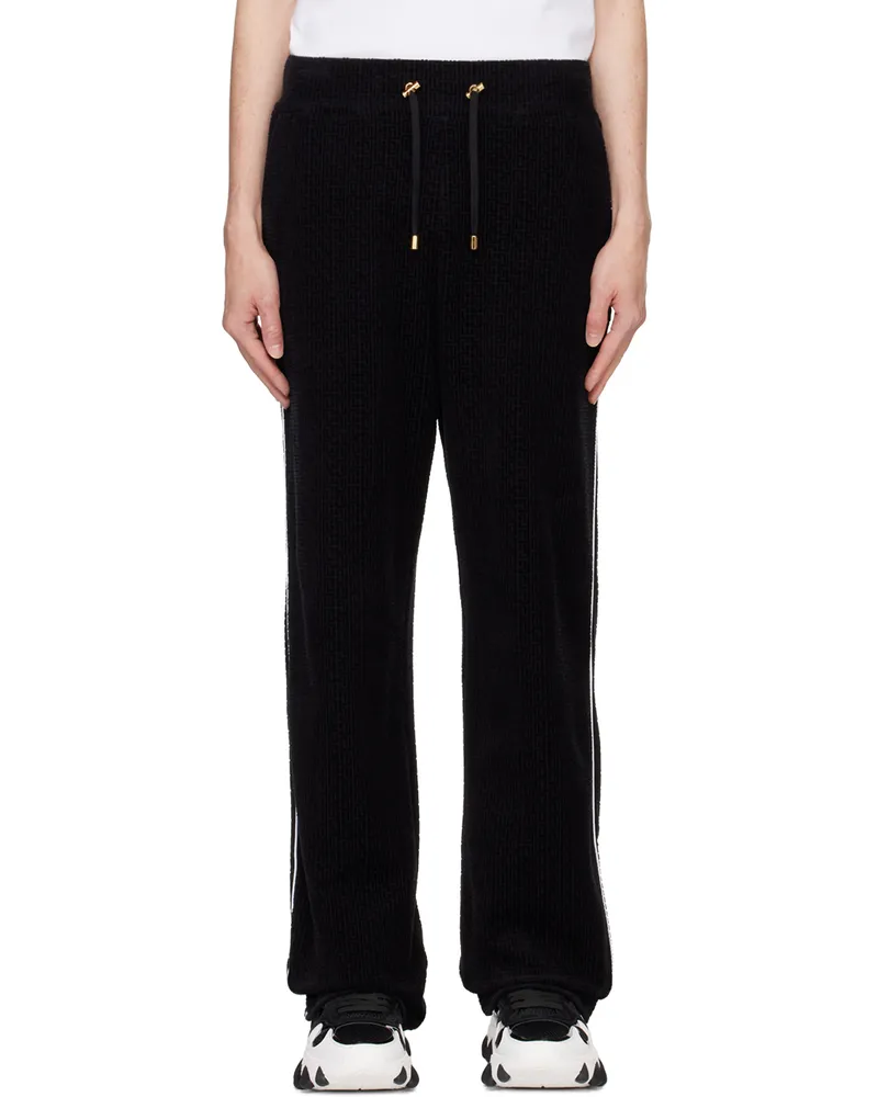 Balmain Black Velvet Monogram Kiss Jersey Sweatpants 0pa