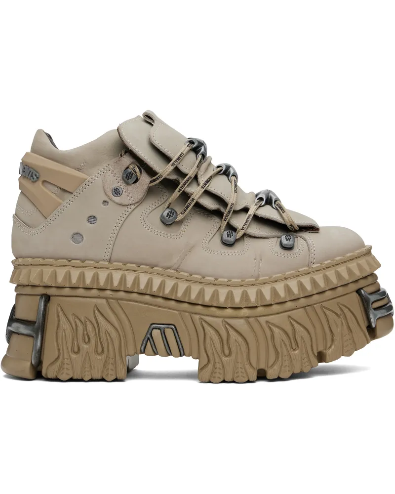 VETEMENTS Beige New Rock Edition Fire Platform Sneakers Beige