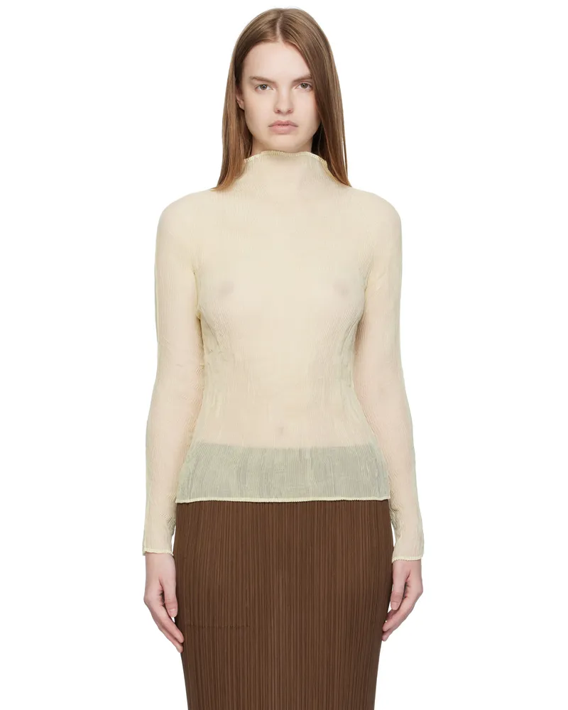 Issey Miyake Off-White Chiffon Twist 3 Top 08