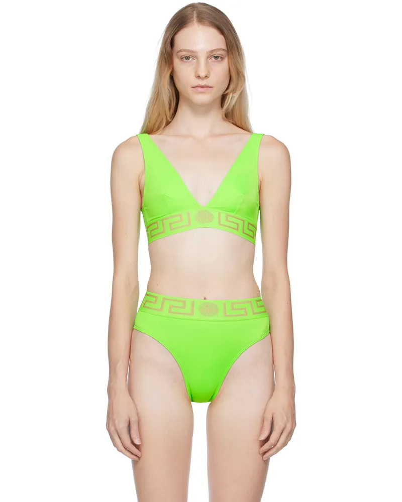 Versace Green Greca Bikini Top 1gi60-clover