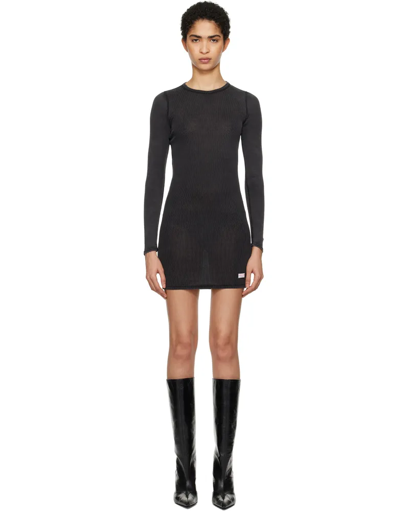 Alexander Wang Black Long Sleeve Crewneck Minidress Washed