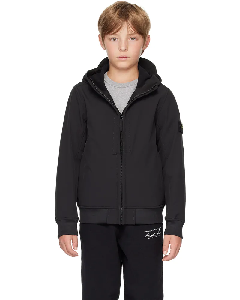 Stone Island Kids Black Logo Patch Jacket V0029