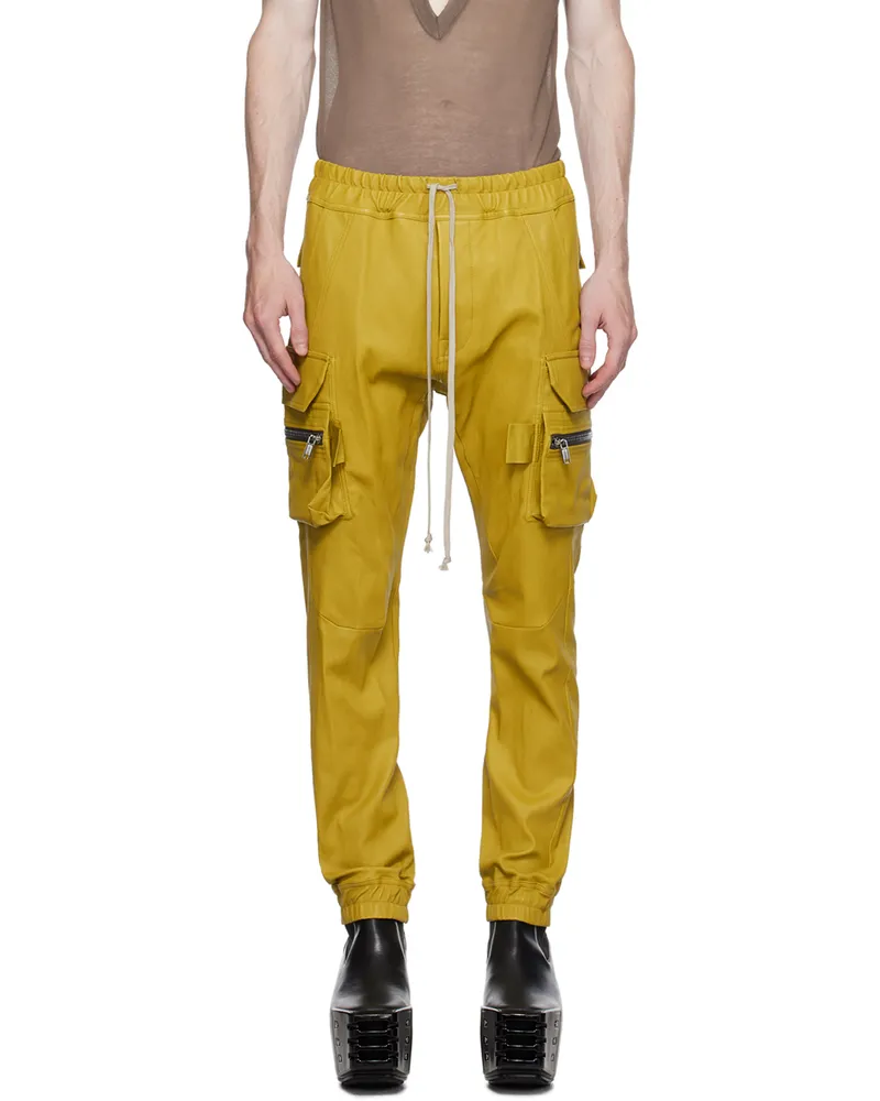 Rick Owens Yellow Mastodon Leather Pants 32