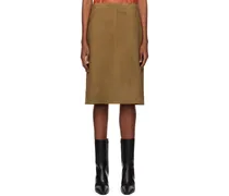 Brown A-Line Midi Skirt
