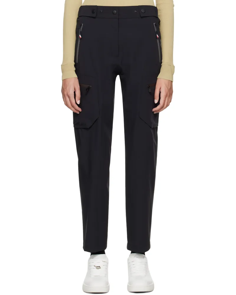 Moncler Black Bonded Logo Trousers 999