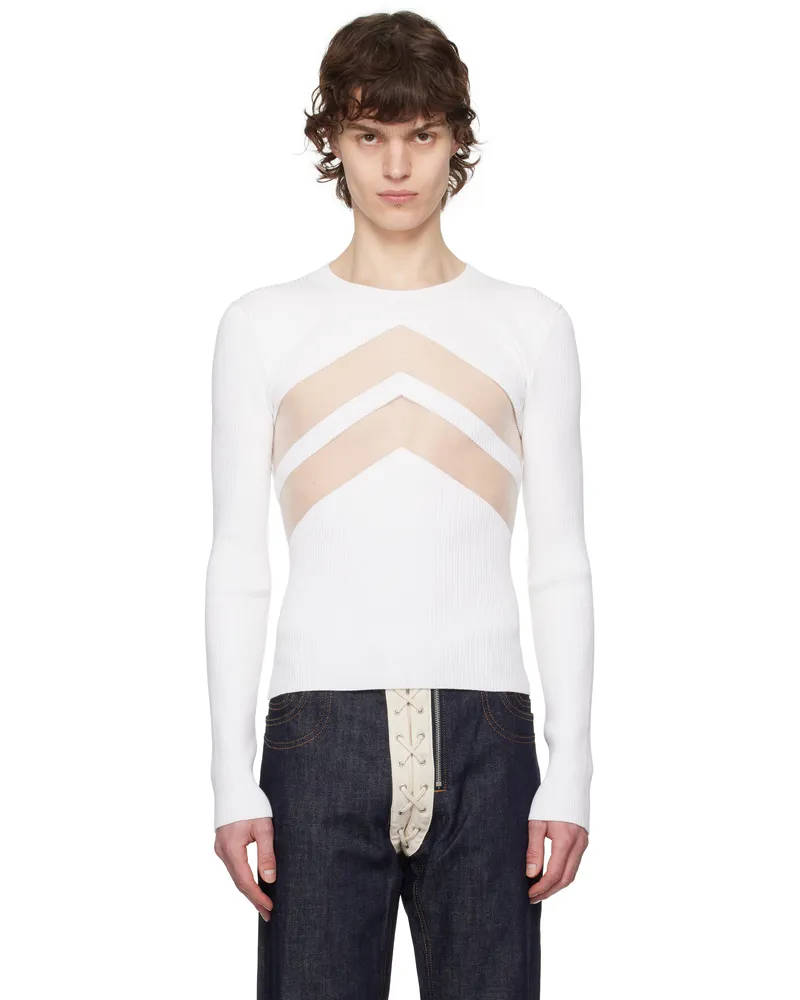 Jean Paul Gaultier White 'The Chevrons' Sweater 01-white