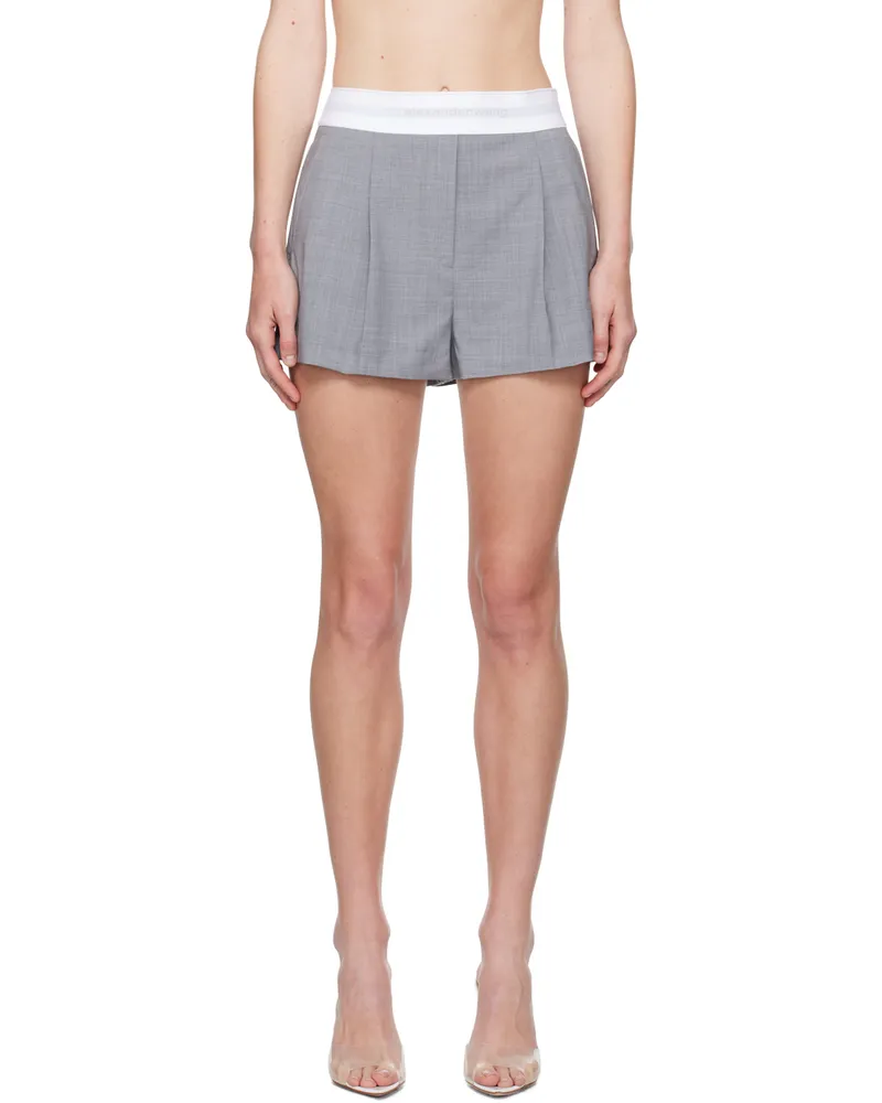 Alexander Wang Gray Pleated Shorts Lt