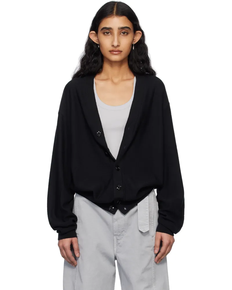 Christophe Lemaire Black Relaxed Twisted Cardigan Bk999
