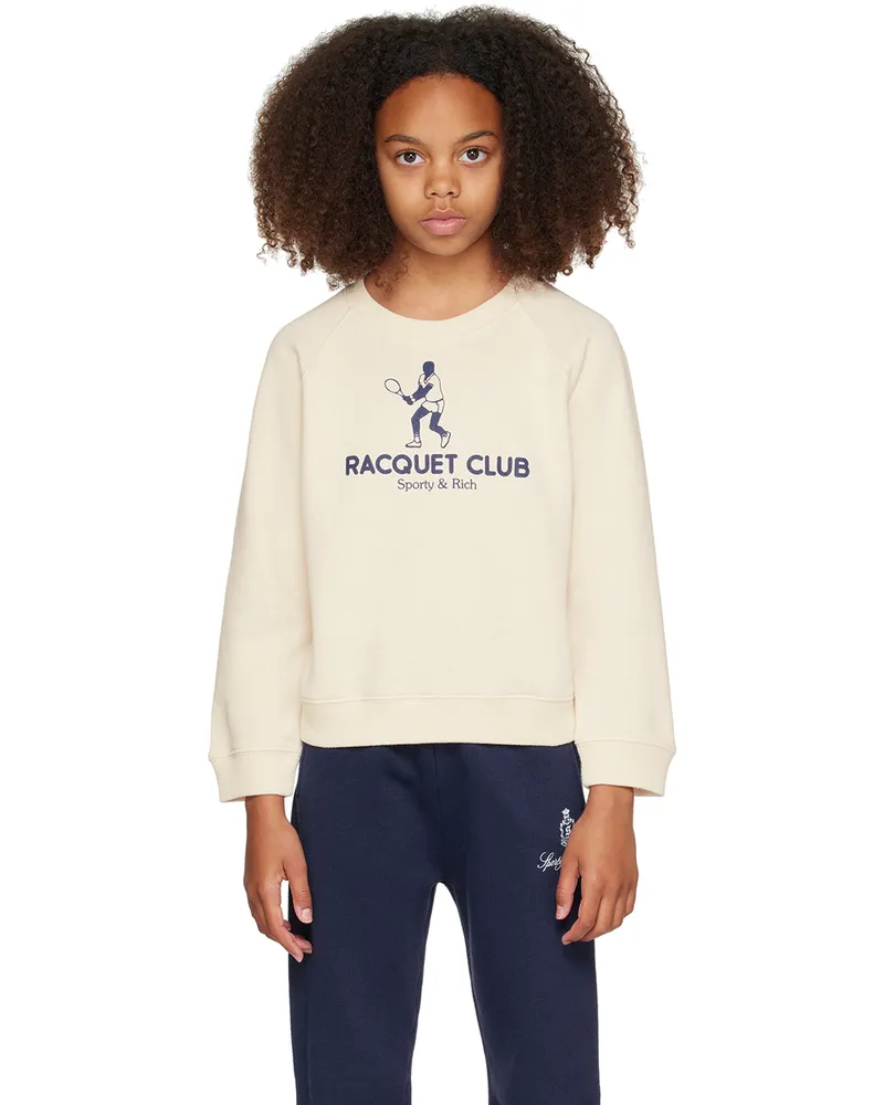 SPORTY & RICH Kids Off-White 'Racquet Club' Sweatshirt 49