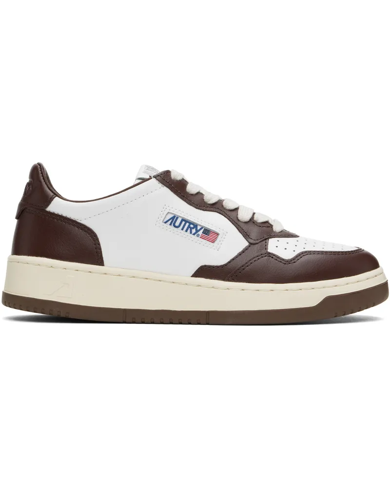 AUTRY White & Brown Medalist Low Sneakers Leat