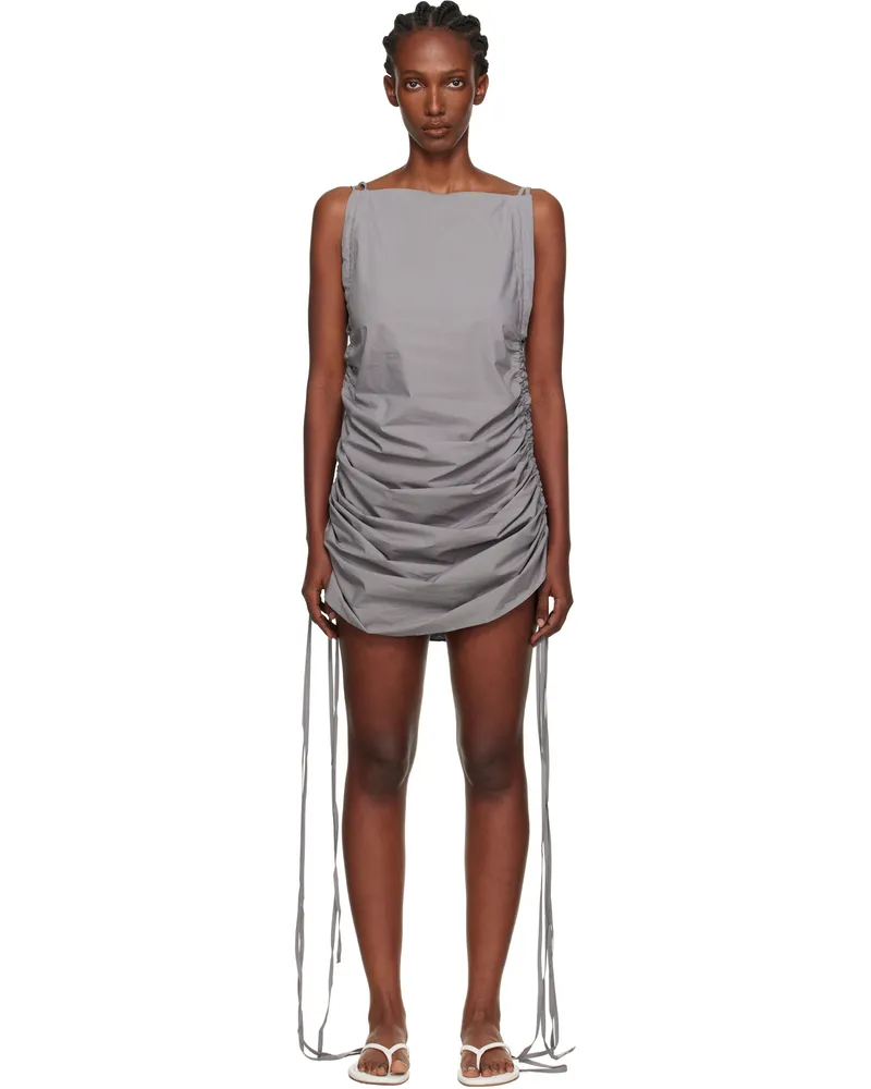 Baserange Gray Pictorial Strap Midi Dress Ziti
