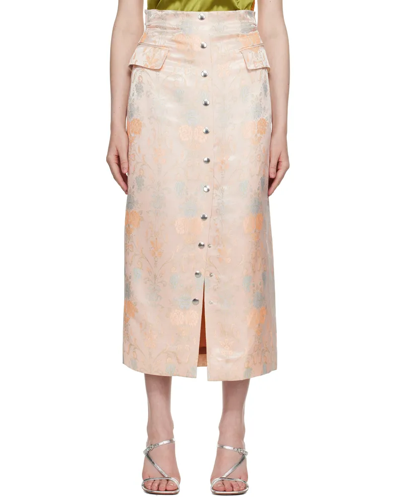 Dries van Noten Pink Fitted Jacquard Midi Skirt 313