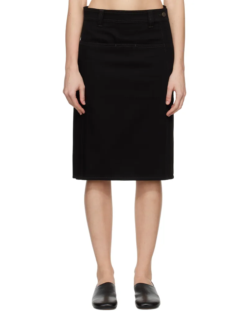 Christophe Lemaire Black Straight Denim Midi Skirt Bk999