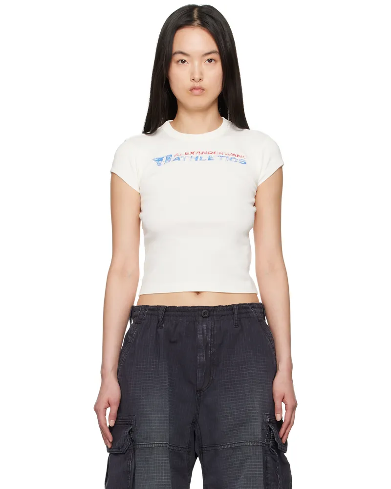 Alexander Wang Off-White Distressed Logo T-shirt Vintage