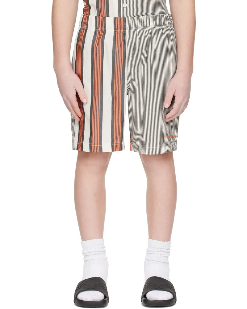 Burberry Kids Black & Orange Striped Shorts Multicolour