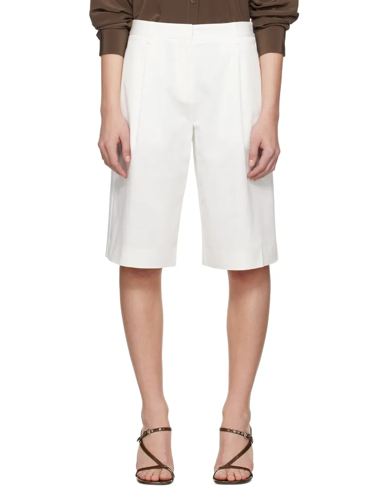 Matteau White Long Chino Shorts Chalk