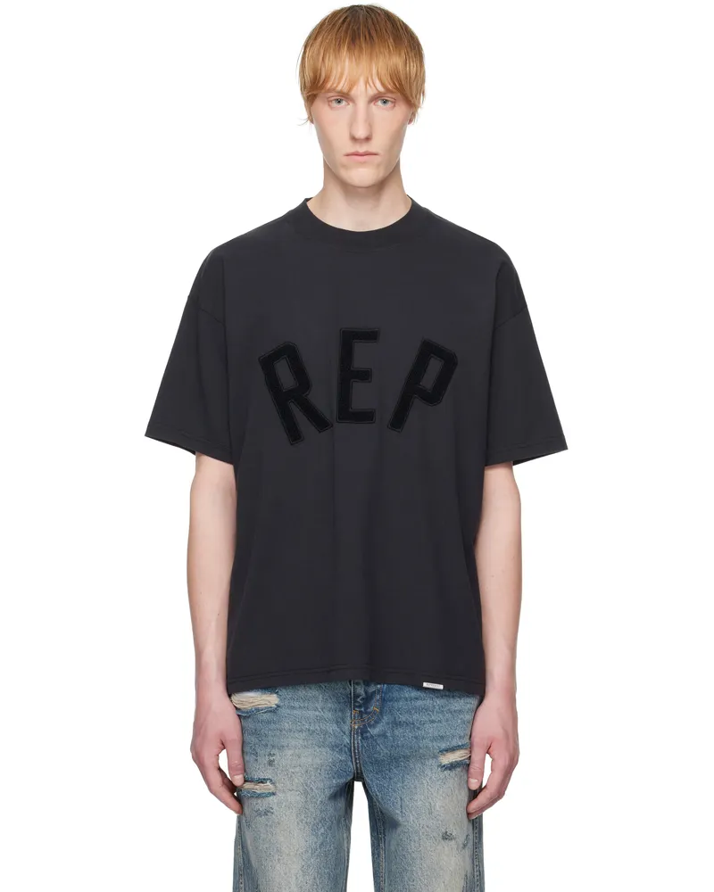 REPRESENT Black 'Rep' Appliqué T-shirt Jet