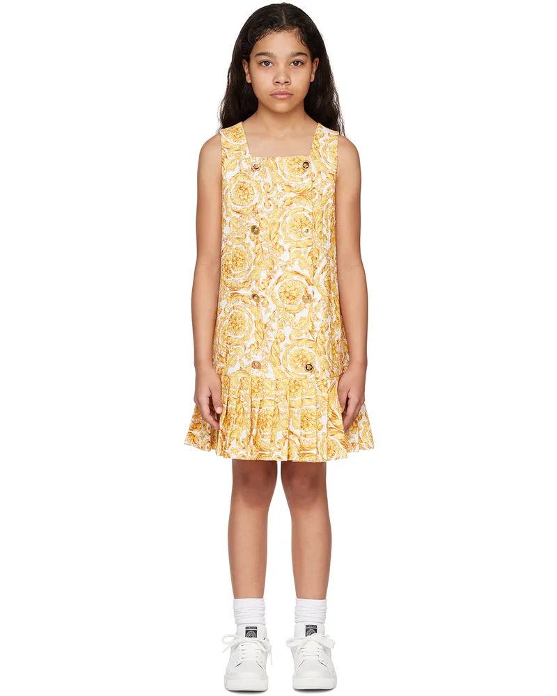 Versace Kids White Barocco Dress 5w050