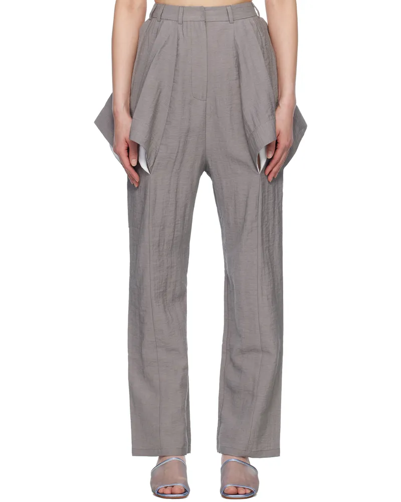 J.KIM Gray Lazzat Sculptural Trousers Stone