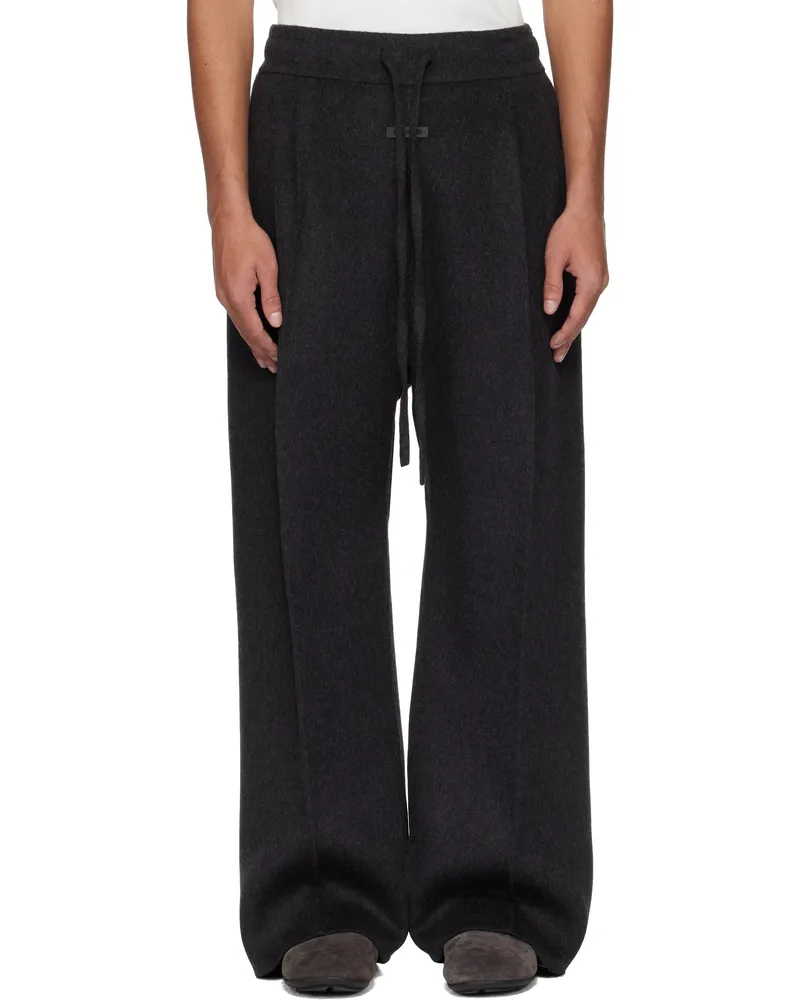 Fear of God Gray Drawstring Wide Leg Trousers Charcoal