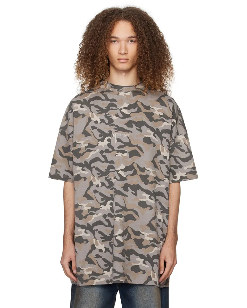 WE 11 DONE Gray Camo T-Shirt Grey