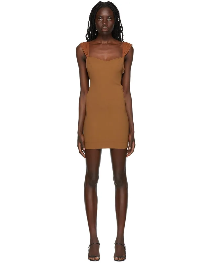 Nensi Dojaka Brown Butterfly Minidress Brown