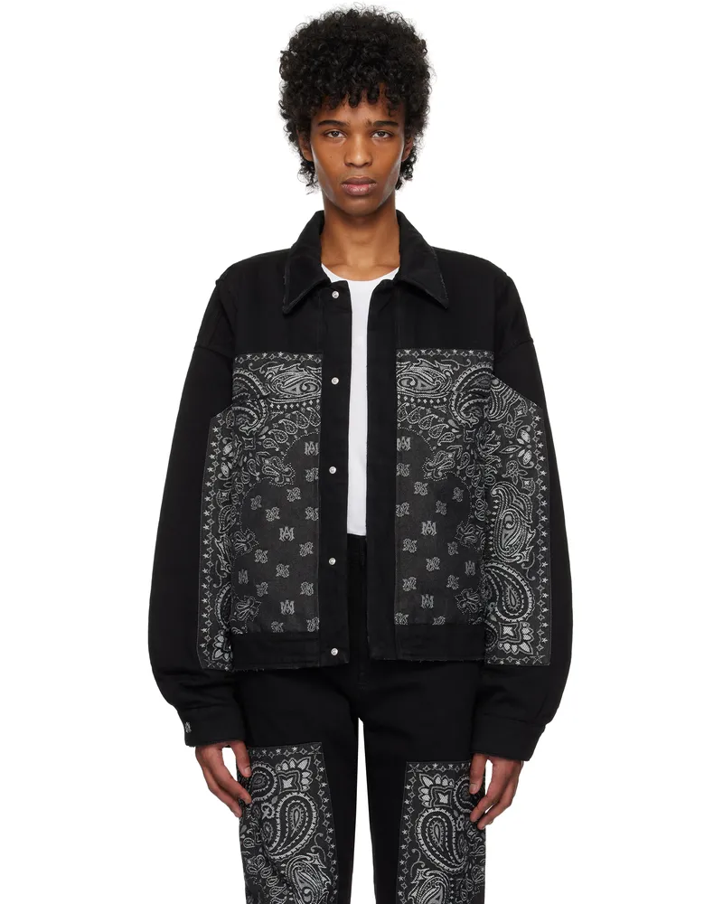 Amiri Black & Gray Bandana Jacquard Denim Jacket
