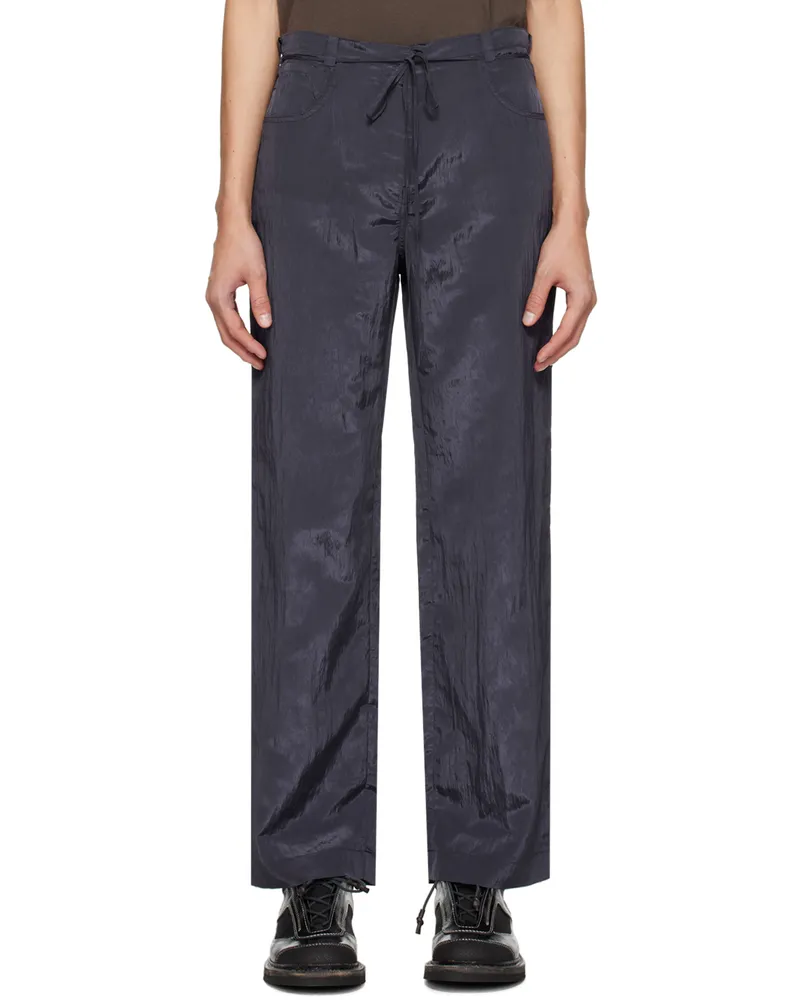 LOW CLASSIC Navy Crinkled Trousers Navy