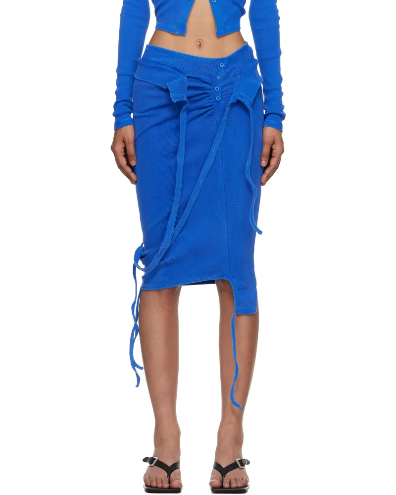 OTTOLINGER Blue Knee-Length Rib Midi Skirt Blu