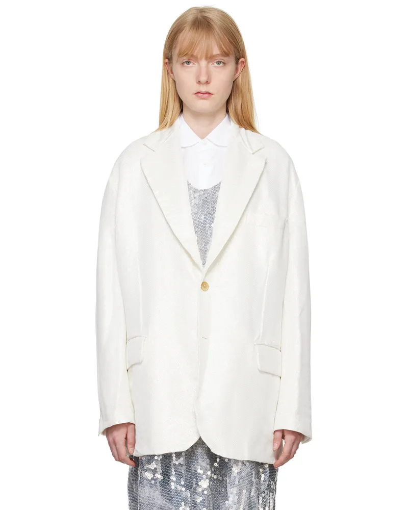 Comme des Garçons White Pocket Blazer 1