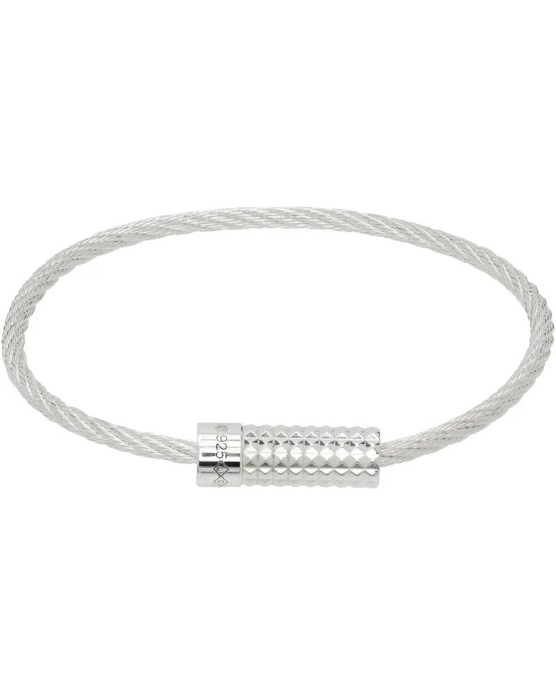 Le Gramme Silver Pyramid Guilloché Cable 'Le 9g' Bracelet Silver