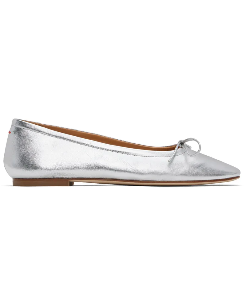 aeyde Silver Delfina Ballerina Flats Silver