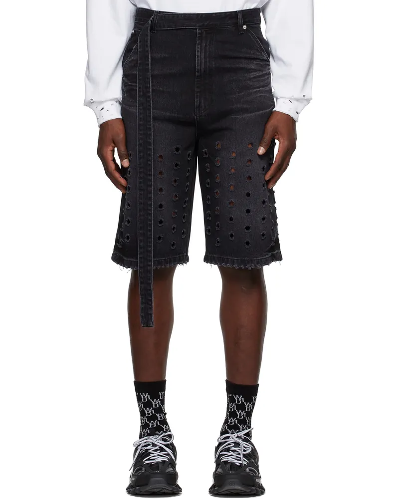 WE 11 DONE Black Denim Shorts Wash