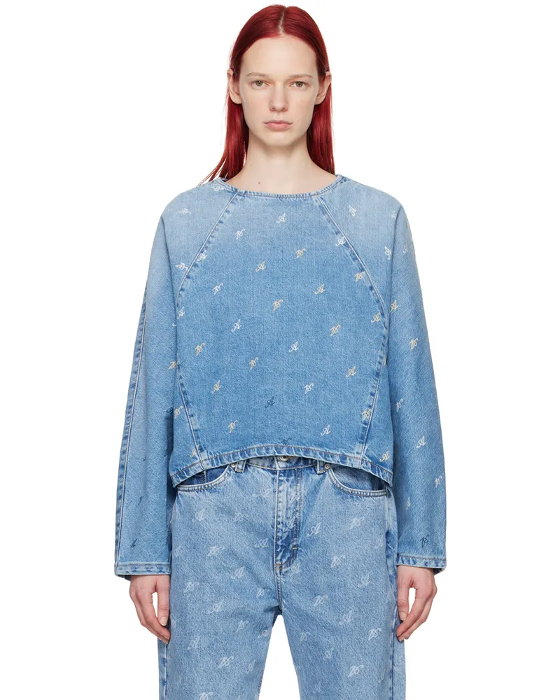 Axel Arigato Blue Daisy Script A Denim Blouse Mid