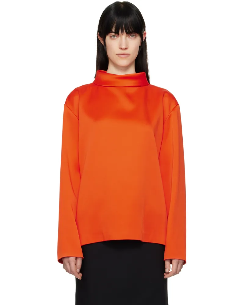 Carven Orange Double Satin Blouse Jasper