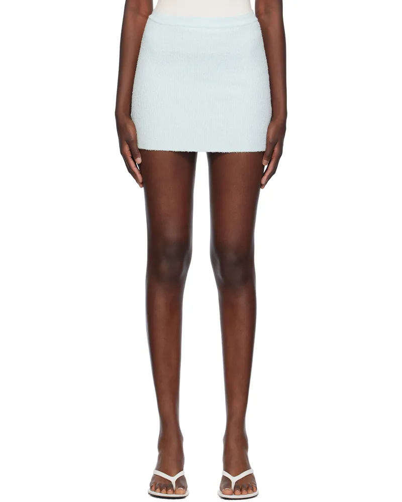 WARDROBE.NYC Blue Ribbed Miniskirt Ice