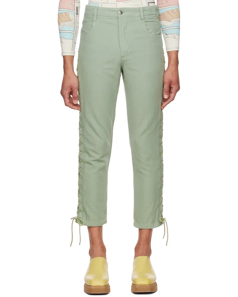 Eckhaus Latta Green Laced Trousers Sage